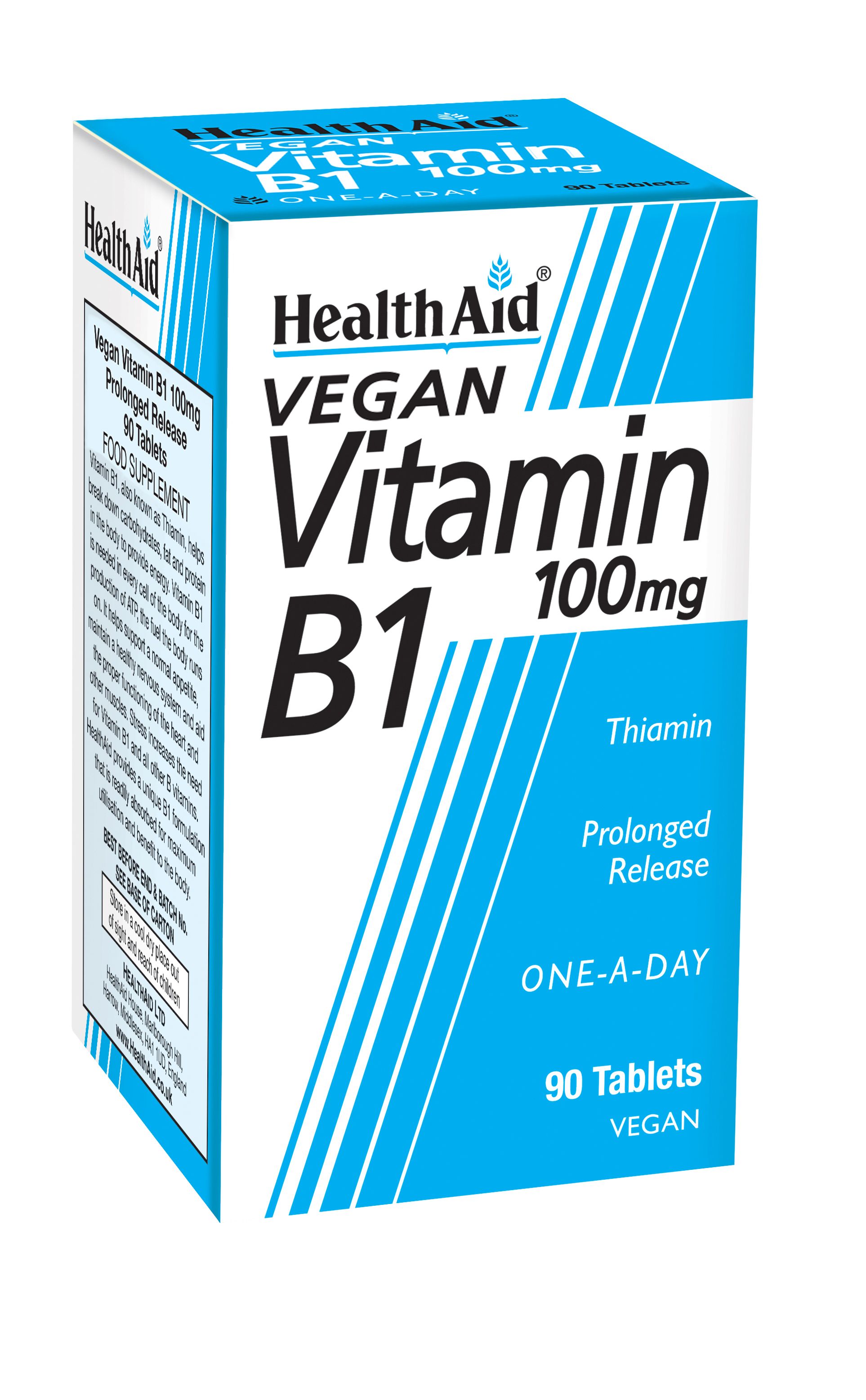 HEALTH AID Vitamin B1 (Thiamin HCl) 100mg tablets 90s iNatural