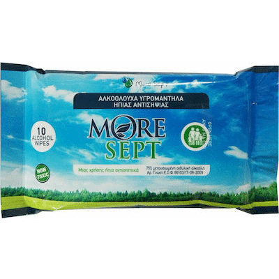 More-Sept Υγρά Μαντηλάκια Οινοπνεύματος, 10 τεμάχια