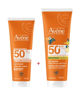 Avene BUNDLE Lait Solaire SPF50 Αντηλιακό Γαλάκτωμα Προσώπου & Σώματος 250ml & Eau Thermale Lait Enfant SPF50+ Παιδικό Αντηλιακό Γαλάκτωμα για Πρόσωπο & Σώμα 250ml