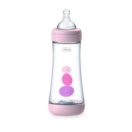 Chicco Perfect 5 Πλαστικό Μπιμπερό για 4m+ με Θηλή Σιλικόνης Γρήγορης Ροής Ροζ 300ml