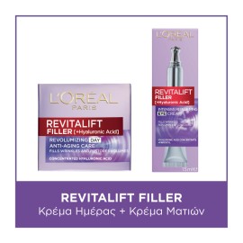 LOreal Paris Bundle Revitalift Filler Day Cream Αντιρυτιδική Κρέμα Ημέρας 50ml - Filler Eye Cream Αντιρυτιδική Κρέμα Ματιών 15ml