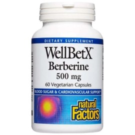Natural Factors WellBetX Berberine 500mg για Αποτελεσματικό Έλεγχο του Σακχάρου & της Χοληστερόλης 60 Φυτικές Κάψουλες