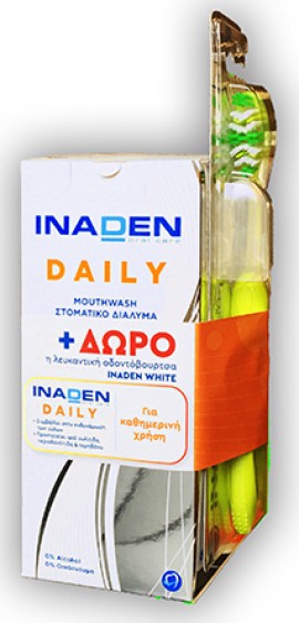 Inaden PROMO Daily Mouthwash Στοματικό Διάλυμα 500ml - ΔΩΡΟ Inaden White Medium Λευκαντική Οδοντόβουρτσα 1 Τεμάχιο