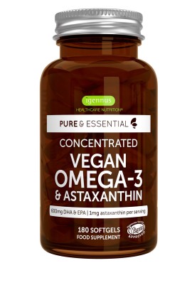 iGennus Vegan Ωμέγα 3 DHA EPA 600mg & Ασταξανθίνη Pure & Essential 180 Μαλακές Κάψουλες