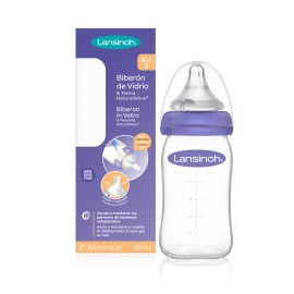 Lansinoh Glass Bottle Natural Wave Teat Γυάλινο Μπιμπερό με Θηλή Αργής Ροής 160ml
