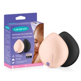 Lansinoh Washable Pads Πλενόμενα Επιθέματα Στήθους 4 Τεμάχια Ροζ και 4 Τεμάχια Μαύρα