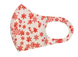 Χριστουγεννιάτικη Υφασμάτινη Μάσκα Ενηλίκων Λευκή με Κόκκινη Χιονονιφάδα Classic 1 Τεμάχιο