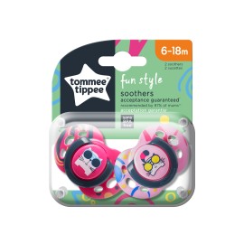 Tommee - Tippee Πιπίλες Σιλικόνης Fun για 6-18m+ Ροζ Γατάκια 2 Τεμάχια