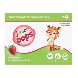BioEarth Junior Pop Γλειφιτζούρια για τον Ερεθισμένο Λαιμό για Παιδιά 3+ Ετών Φράουλα 9 Τεμάχια