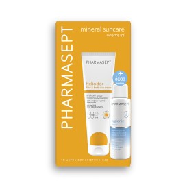 Pharmasept PROMO Heliodor Face & Body Sun Cream SPF50 με Φυσικό Αντηλιακό Φίλτρο Αντηλιακή Κρέμα Προσώπου - Σώματος 150ml & ΔΩΡΟ Travel Size Hygienic Shower Αφρόλουτρο για Σώμα - Πρόσωπο - Ευαίσθητη Περιοχή 100ml
