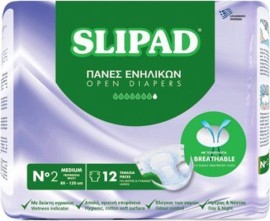 Slipad Ανοιχτή Πάνα Ενηλίκων No2 Medium 12 Τεμάχια [80-120cm]