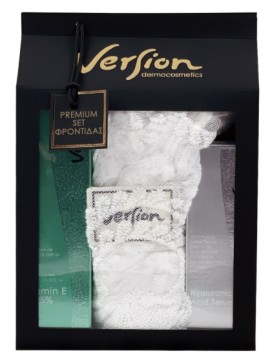 Version PROMO Vitamin E 25% Anti Age Cream Retard / Microcapsule System Αντιγηραντική - Αναπλαστική Κρέμα Προσώπου 50ml & Hyaluronic Acid Serum Ορός για το Πρόσωπο, το Λαιμό & τα Μάτια, 30ml & Παρεό Δαντέλα