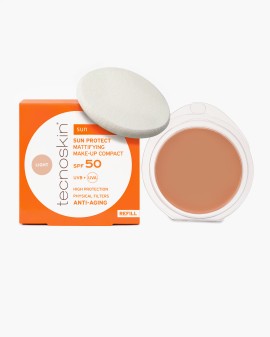 Tecnoskin Sun Protect SPF50 Mattifying Refill Αντηλιακό Compact Make up Light Απόχρωση Ανταλλακτικό 10gr