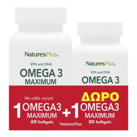 Natures Plus PROMO EPA & DHA Omega 3 Maximum Ιχθυέλαιο 60+30 Μαλακές Κάψουλες