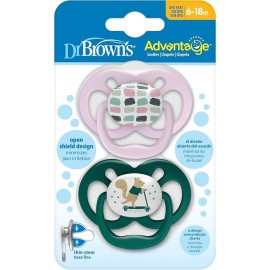 Dr Browns Advantage Πιπίλες 6-18m+ Σιλικόνης Κορίτσι 2 τεμάχια [PA22001-INTLX]