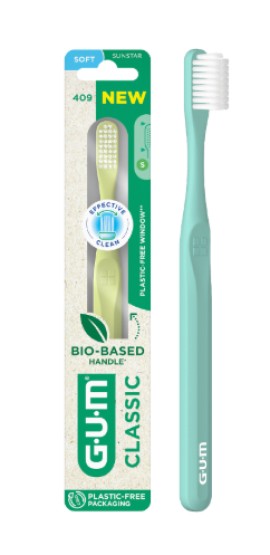 Gum 409 Soft Classic Compact Bio Based Μαλακή Οδοντόβουρτσα Αποτελεσματική & Βιώσιμη σε Διάφορους Χρωματισμούς 1 Τεμάχιο