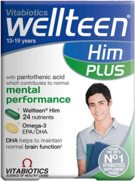 Vitabiotics Wellteen Him Plus Συμπλήρωμα για την Μνήμη Έφηβοι 13-19 Χρονών 28 Δισκία & 28 Μαλακές Κάψουλες