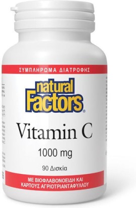 Natural Factors Vitamin C 1000mg για Ενίσχυση του Ανοσοποιητικού 90 Δισκία