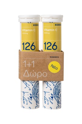 Korres PROMO 126 Vitamin C 1000mg Συμπλήρωμα Διατροφής για Ενίσχυση του Ανοσοποιητικού 2x18 Αναβράζοντα Δισκία ( Ημ. Λήξης 16/2/24)