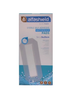 Alfashield Sterile Waterproof Pads 9x20 Αποστειρωμένα Αυτοκόλλητα Αδιάβροχα Επιθέματα 5 Τεμάχια