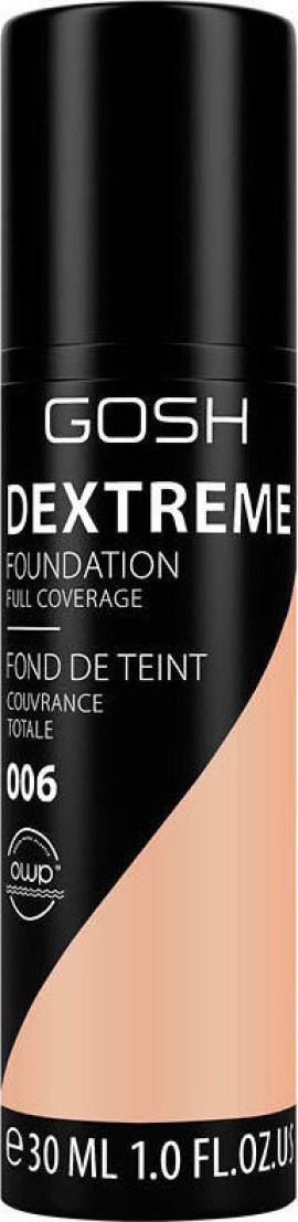 Gosh Dextreme Full Coverage Foundation 006 Honey Καλυπτική Βάση Μακιγιάζ με Ματ Αποτέλεσμα 30ml