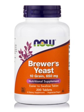 Now Foods Brewers Yeast​ 650mg 10 Grain Συμπλήρωμα Διατροφής με Μαγιά Μπύρας 200 Ταμπλέτες