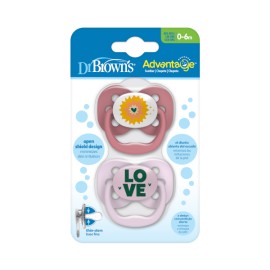 Dr Browns Advantage Πιπίλα Σιλικόνης για 0-6m Ροζ - Μωβ 2 Τεμάχια