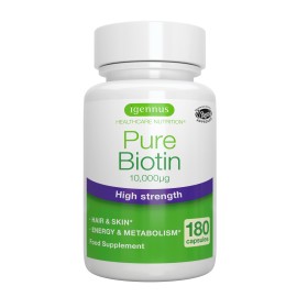 iGennus Pure Biotin 10,000μg Συμπλήρωμα Βιοτίνης για Μαλλιά, Νύχια & Δέρμα  180 Κάψουλες