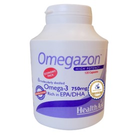 Health Aid Omegazon Συμπλήρωμα Διατροφής με Ωμέγα-3 Λιπαρά Οξέα για Καλή Λειτουργία της Καρδιάς & του Κυκλοφορικού 750mg 120 Κάψουλες