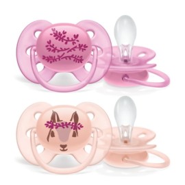 Philips Avent Ultra Soft 6-18m+ Ορθοδοντική Πιπίλα Πολύ Μαλακή για Κορίτσι Ροζ - Μπεζ 2 Τεμάχια [SCF223/04]