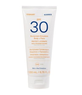 Korres Yoghurt Emulsion Γιαούρτι SPF30 Αντηλιακό Γαλάκτωμα Προσώπου & Σώματος 200ml