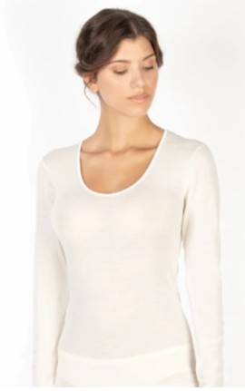 Egi Μπλούζα Μακρύ Μανίκι Βαθύ Χαμόγελο Μαλλί, Μετάξι Μπεζ [143] 1 Τεμάχιο