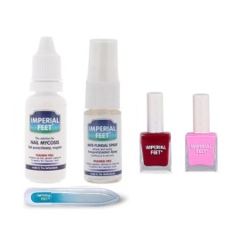 Imperial Feet SET Nail Mycosis Gel Μυκητίασης Νυχιών 20ml - Anti Fungal Αντιμυκητιασικό Spray για Υποδήματα και Κάλτσες 10ml - Fungal Nails Polish Red + Pink Βερνίκια Μυκητιασικών Νυχιών 15ml