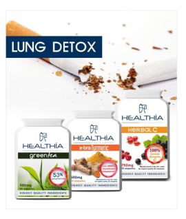 Healthia Bundle [Lung Detox] Green Tea Extract 500mg Συμπλήρωμα για την Απώλεια Βάρους με Πράσινο Τσάι 60 Κάψουλες - Xtra Turmeric 500mg Κουρκουμάς 60 Κάψουλες - Herbal C 750mg Συμπλήρωμα για το Ανοσοποιητικό Σύστημα 60 Φυτικές Κάψουλες