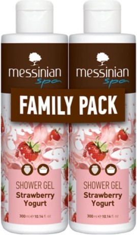 Messinian Spa PROMO Strawberry Yogurt Shower Gel Αφρόλουτρο Γιαούρτι - Φράουλα 2x300ml