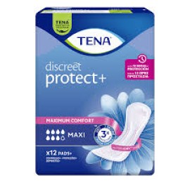 Tena Discreet Protect+ Maxi with InstaDry Zone Σερβιέτες Ακράτειας για Μεγάλη Ροή 12 Τεμάχια