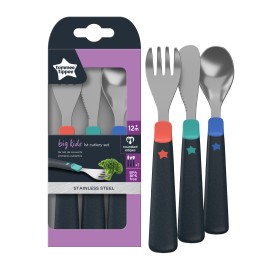 Tommee Tippee TT Grown Up 1st Cutlery Set Παιδικά Μεταλλικά Μαχαιροπίρουνα για 12m+ 3 Τεμάχια