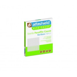 Alfashield Alfa-Gauze Sterile Paraffin Αποστειρωμένες Γάζες 10x10cm με Παραφίνη 10 Τεμάχια