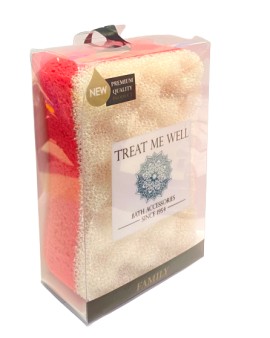 Treat Me Well Family Bath & Shower Sponge 2 in 1 Σφουγγάρι Massage και Απολέπισης Χρώματος Κόκκινο 1 Τεμάχιο