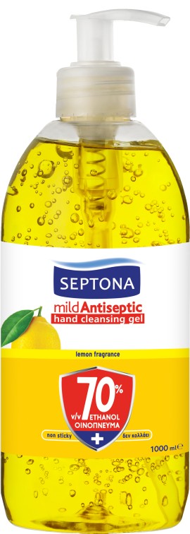 Septona Mild Antiseptic Αντισηπτικό Gel Χεριών Λεμόνι με 70% Οινόπνευμα 1000ml με Αντλία