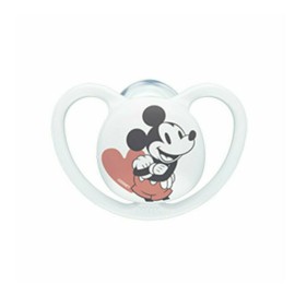 Nuk Space Mickey & Minnie Ορθοδοντική Πιπίλα Σιλικόνης για 0-6m+ με Θήκη Χρώμα Λευκό [10.730.716]