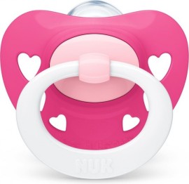 Nuk Signature Πιπίλα Σιλικόνης για 6-18m+ με Κρίκο για Κορίτσι Ροζ [10.736.694] 1 Τεμάχιο