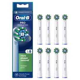 Oral B Pro Cross Action Ανταλλακτικές Κεφαλές Ηλεκτρικής Οδοντόβουρτσας Λευκό 8 Τεμάχια