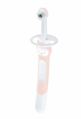 Mam Training Brush Εκπαιδευτική Οδοντόβουρτσα για 5m+ με Ασπίδα Προστασίας & Λαβή Αρκουδάκι Ροζ 1 Τεμάχιο [605G]