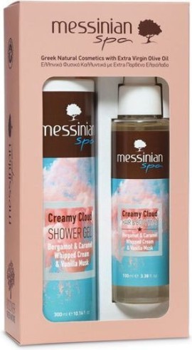 Messinian Spa PROMO Creamy Cloud Shower Gel Αφρόλουτρο Musky Άρωμα 300ml & Hair & Body Mist με Άρωμα Περγαμόντο & Καραμελωμένη Σαντιγί 100ml