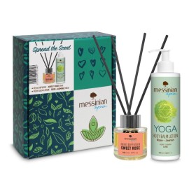 Messinian Spa Spread The Scent Διαχύτης Γιόγκα σε Καλάμι Sweet Rose 50ml & Body Balm Λοσιόν Τριαντάφυλλο-Γιασεμί 300ml