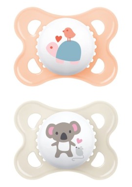 Mam Original Ορθοδοντική Πιπίλα Σιλικόνης για 2-6m & Θήκη Σομόν - Γκρι 2 Τεμάχια [100SG]