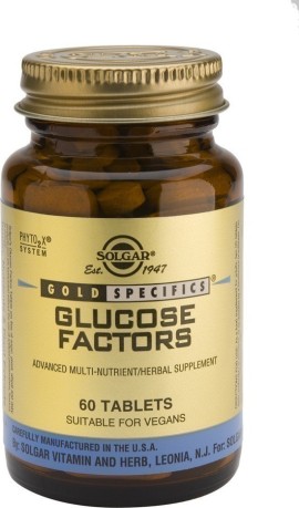 Solgar Glucose Factors για την Ισορροπία των Επιπέδων Γλυκόζης στο Αίμα 60 Φυτικές Ταμπλέτες
