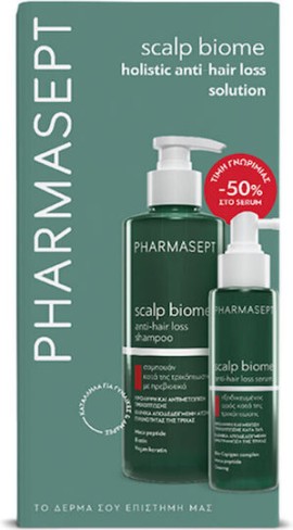 Pharmasept PROMO Scalp Biome Anti-Hair Loss Shampoo Σαμπουάν Κατά της Τριχόπτωσης 400ml & Anti-Hair Loss Serum Εξειδικευμένος Ορός Κατά της Τριχόπτωσης -50% Τιμή Γνωριμίας 100ml
