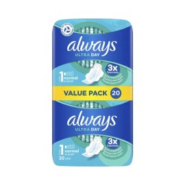 Always Ultra Day Normal Μέγεθος 1 Σερβιέτες με Φτερά 20 Τεμάχια